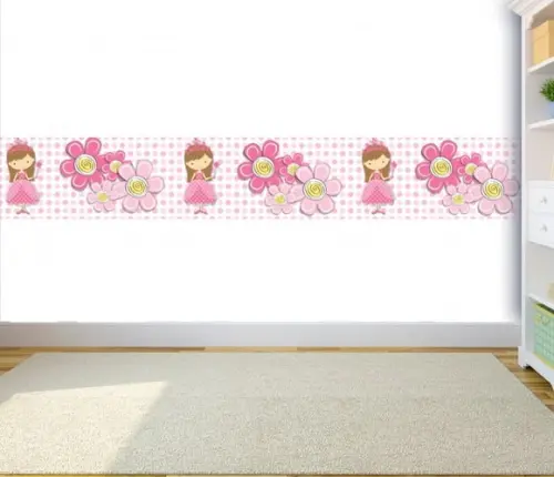 border princesa e flores 1metro x 12cm