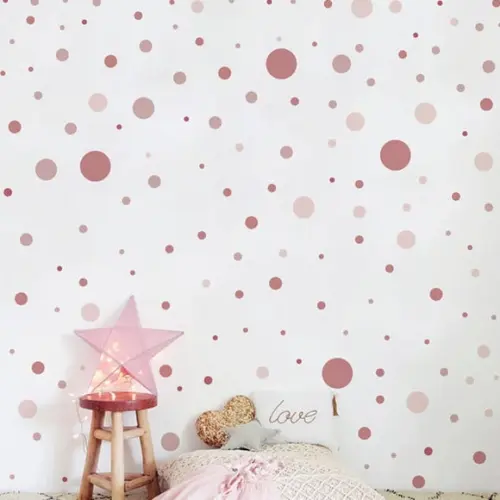 Kit de Adesivo de Parede Bolas e Bolinhas Rosas