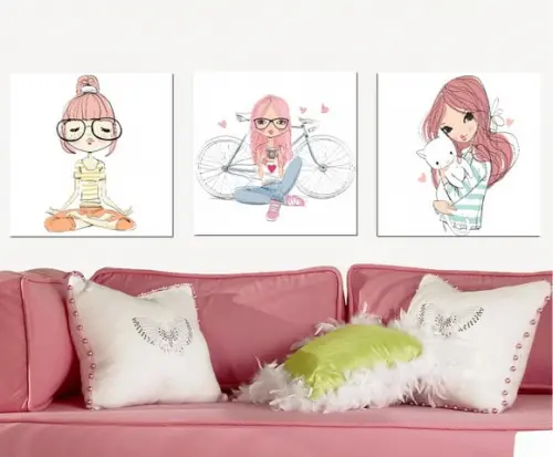 Quadrinhos para Quarto de Menina - Trio de Plaquinhas