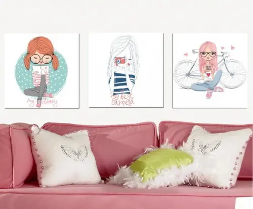 Quadrinhos para Quarto de Menina - Trio de Plaquinhas