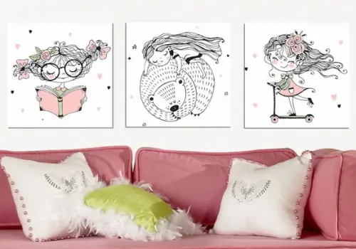 Quadrinhos para Quarto de Menina - Trio de Plaquinhas