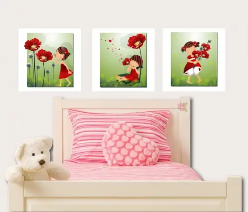 Quadrinhos para Quarto de Menina - Trio de Plaquinhas
