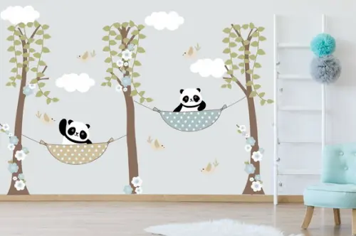 Adesivo árvores com pandas