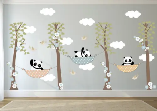 Adesivo árvores pandas