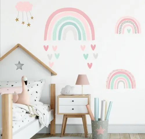 Adesivo de Parede Arco Íris Cores Pastel