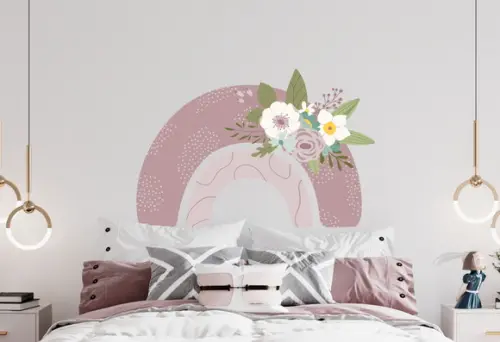 Adesivo de Parede Arco Íris com Flor