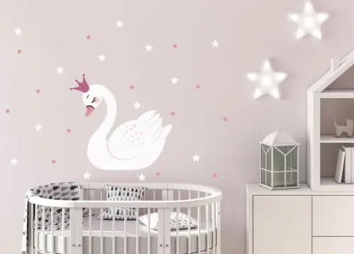Adesivo de parede cisne e estrelas