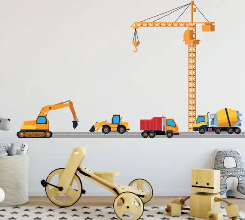 Adesivo de Parede Construção Caminhão/caçamba/guindaste...
