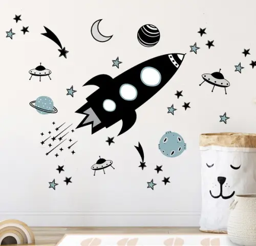 Adesivo de Parede Espaço, Foguete, Planetas, Estrelas...