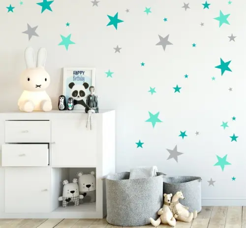 Adesivo de Parede Estrelas Verde/cinza