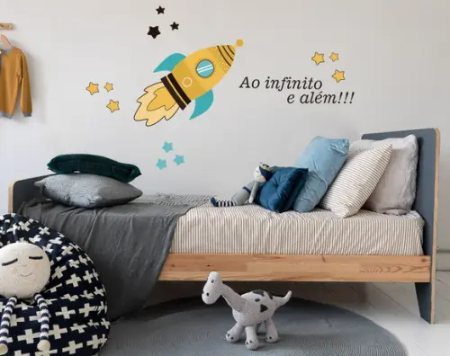 Adesivo de Parede Foguete ao Infinito e Além