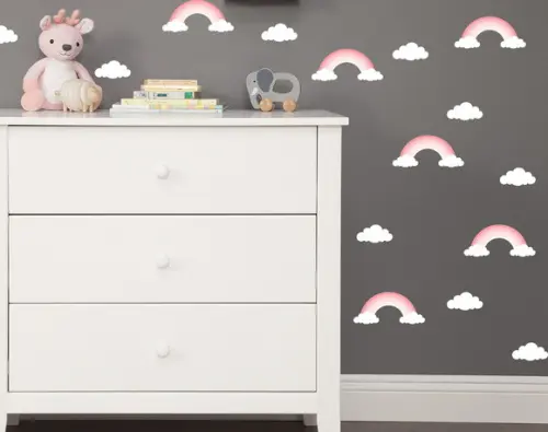 Adesivo de Parede Mini Arco Íris + Nuvens