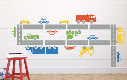 Adesivo de Parede Pista - Adesivo Pista com Carrinhos