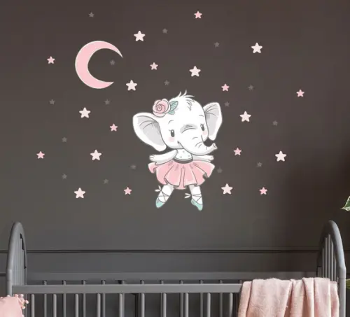 Adesivo elefantinha, estrelas e lua