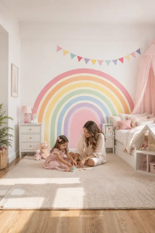 Adesivo de Parede Arco-Íris Quarto de Menina