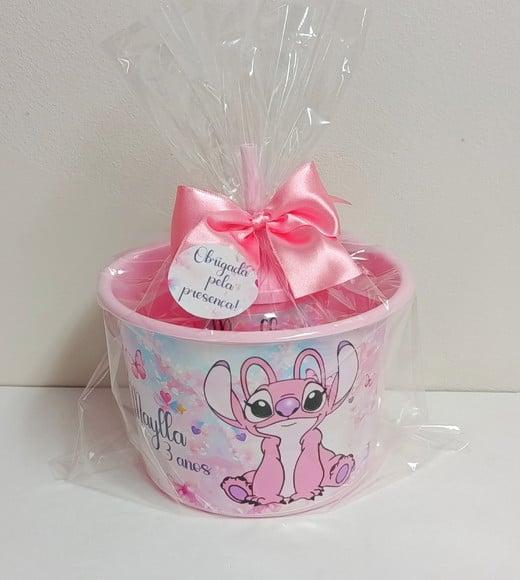 Kit Balde de Pipoca e Copo Angel Stitch