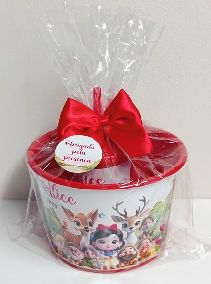 Kit Balde de Pipoca e Copo Branca de Neve Baby