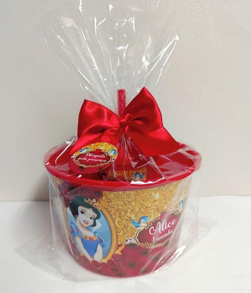 Kit Balde de Pipoca e Copo Branca de Neve