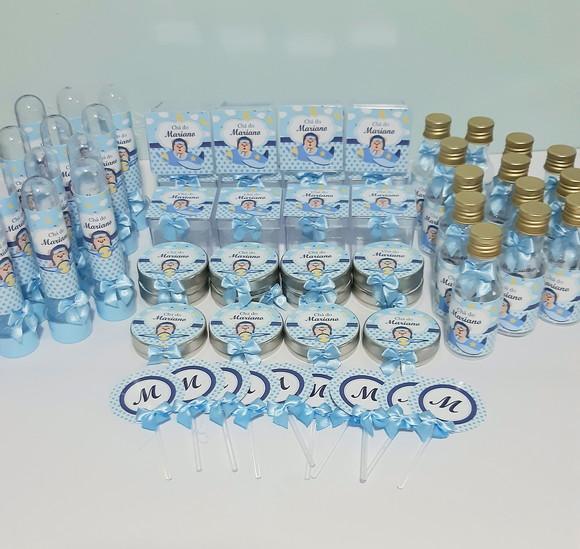 Kit para Chá de Bebê 40 Ítens Ursinho Aviador