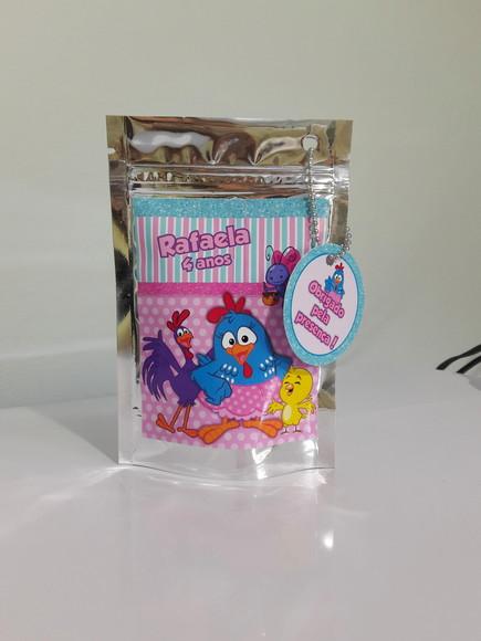 Saquinho Metalizado Galinha Pintadinha Rosa