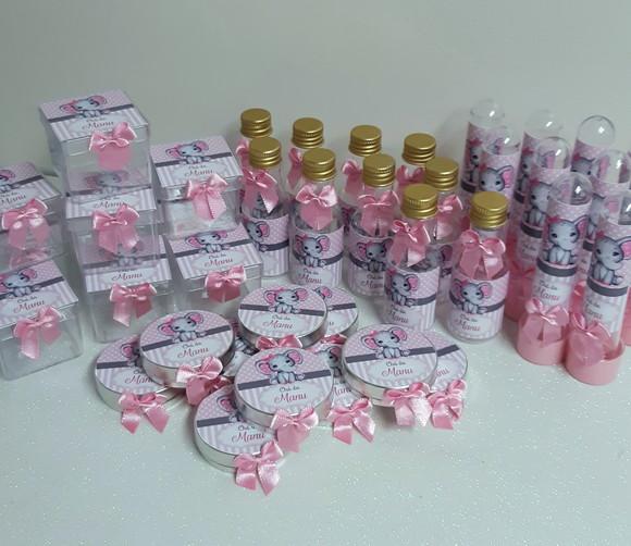 Kit para Chá de Bebê Elefantinha 40 Ítens