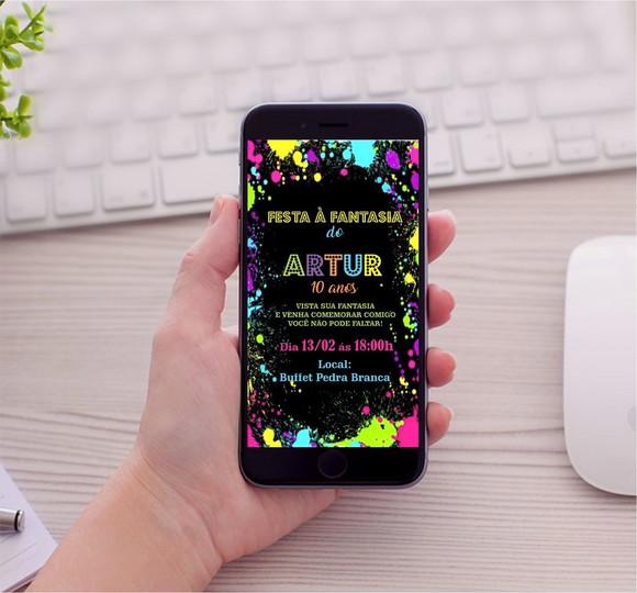 Convite Digital Festa Neon para Whatsapp