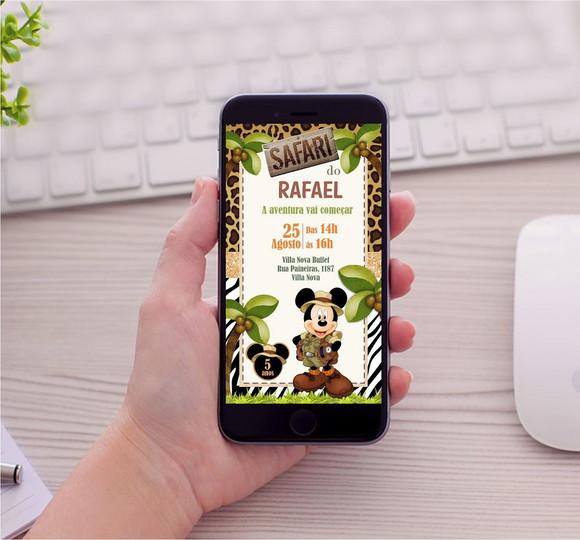 Convite Mickey Safari Digital para Whatsapp