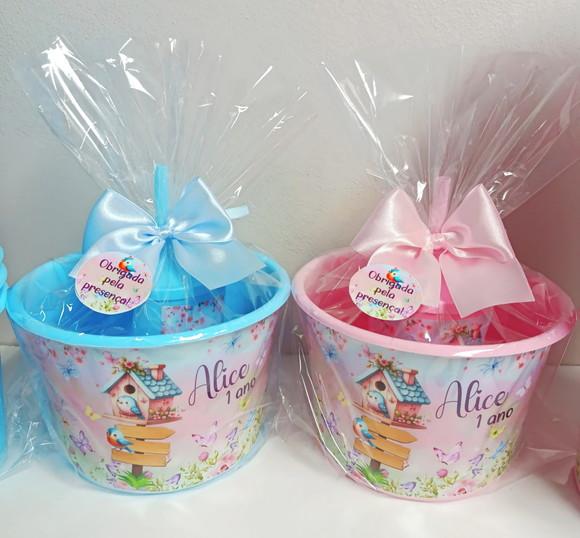 Kit Balde de Pipoca e Copo Jardim Encantado