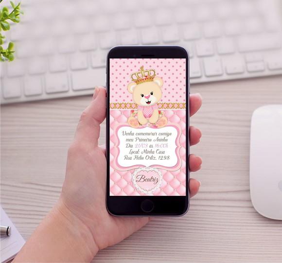 Convite Virtual Ursinha Princesa