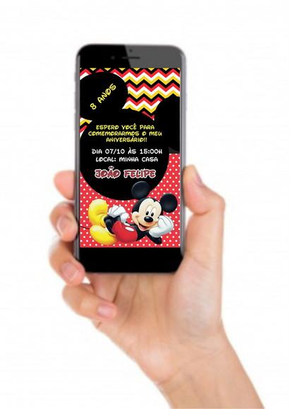 Convite Digital para Whatsapp Mickey Mouse