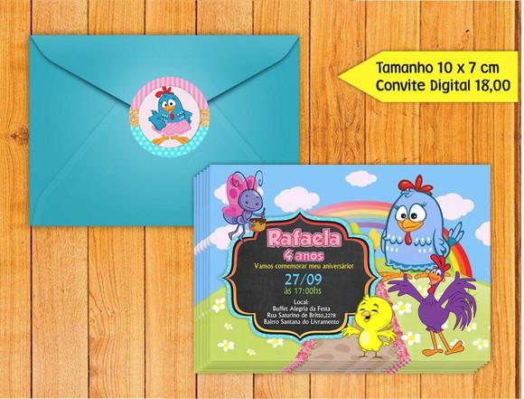 Convite Galinha Pintadinha + Envelope + Tag para Fechar