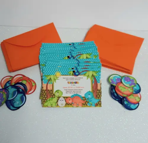 Convite Dinossauros Baby 15cm x 10cm