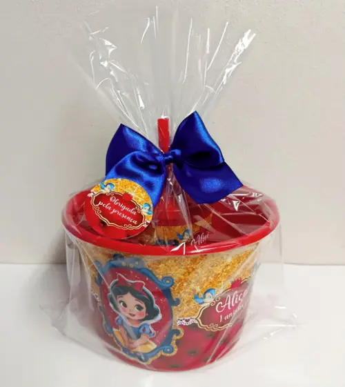 Kit Balde de Pipoca e Copo Branca de Neve