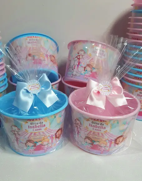 Balde de Pipoca Circo Rosa Aquarela