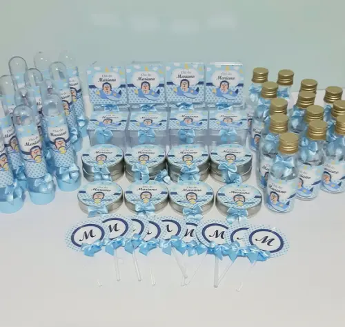 Kit para Chá de Bebê 40 Ítens Ursinho Aviador
