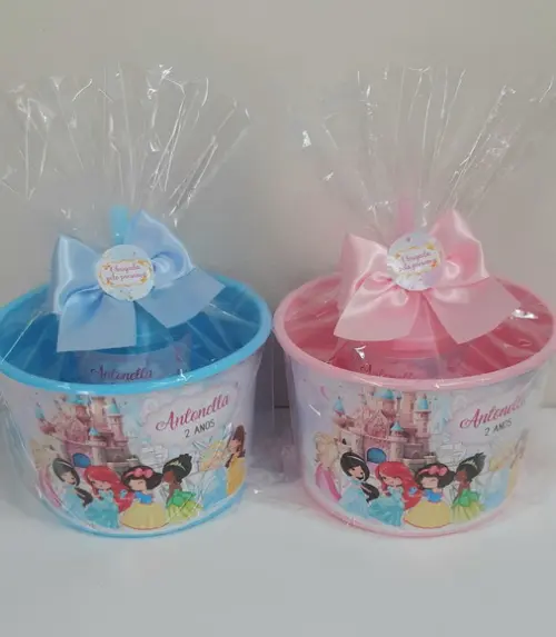 Kit Balde de Pipoca e Copo Princesas Disney