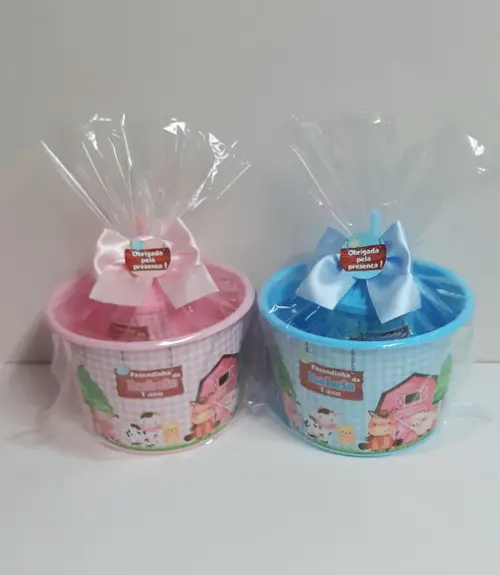 Kit Balde de Pipoca e Copo Fazendinha Rosa