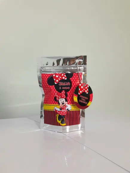 Saquinho Metalizado Minnie Vermelha