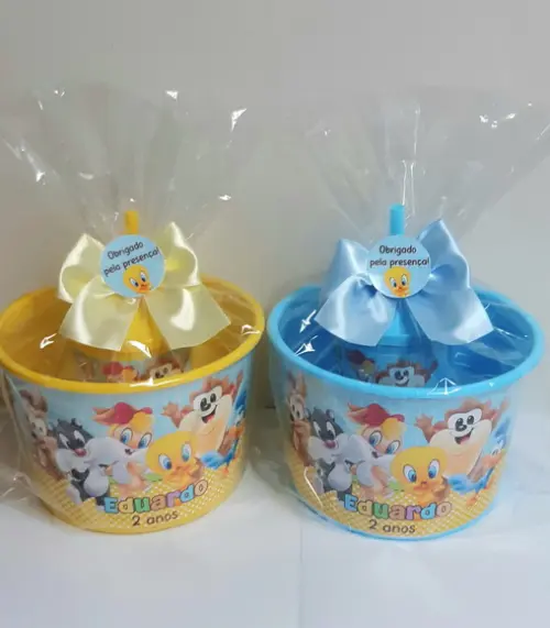 Kit Balde de Pipoca e Copo Looney Tunes