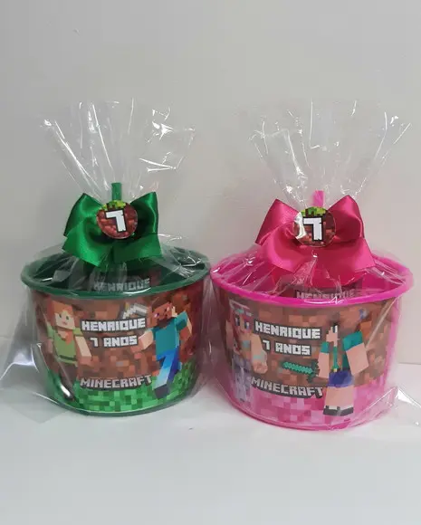 Kit Balde de Pipoca e Copo Minecraft