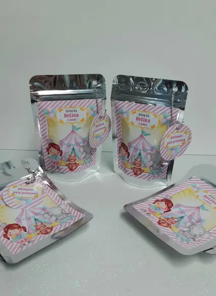 Saquinho Metalizado Circo Rosa