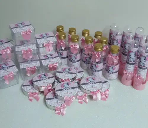 Kit para Chá de Bebê Elefantinha 40 Ítens