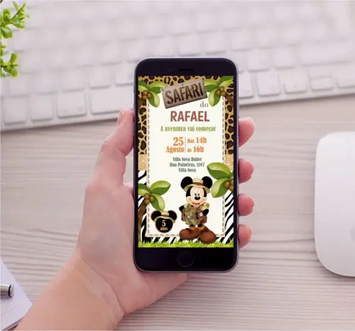 Convite Mickey Safari Digital para Whatsapp