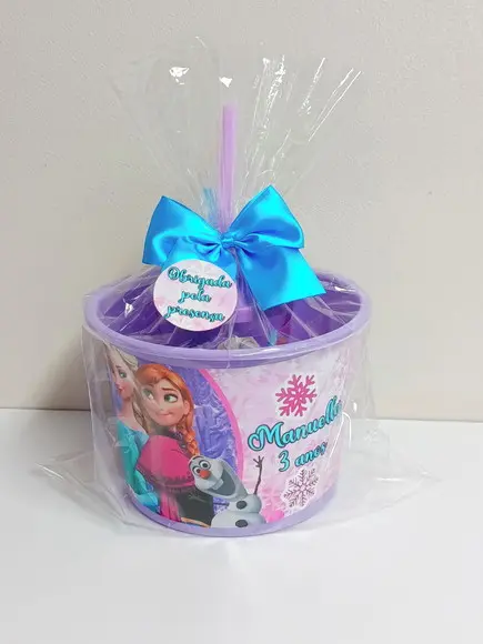 Kit Cinema Balde de Pipoca e Copo Frozen