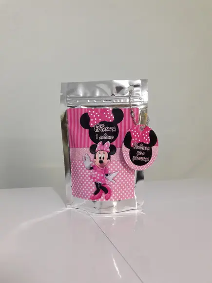 Saquinho Metalizado Minnie Rosa