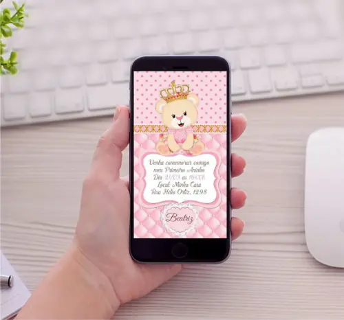 Convite Virtual Ursinha Princesa