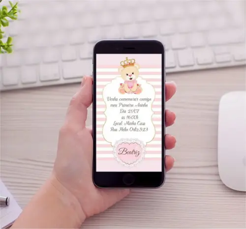 Convite Virtual Ursinha Princesa