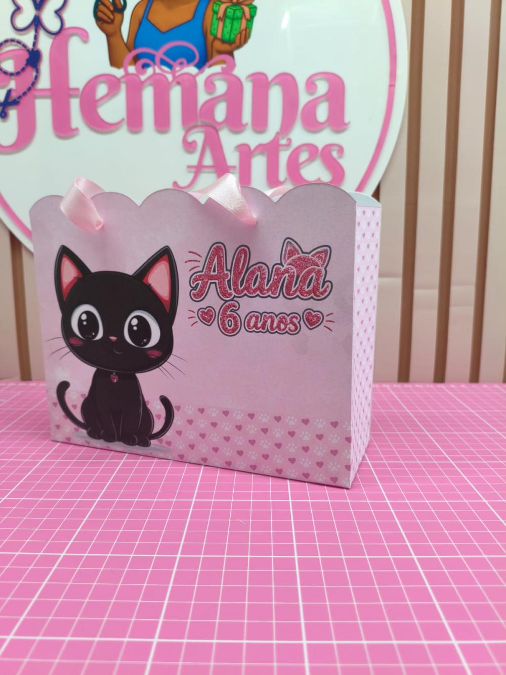 KIT 10 SACOLINHAS PERSONALIZADAS TEMA GATINHOS