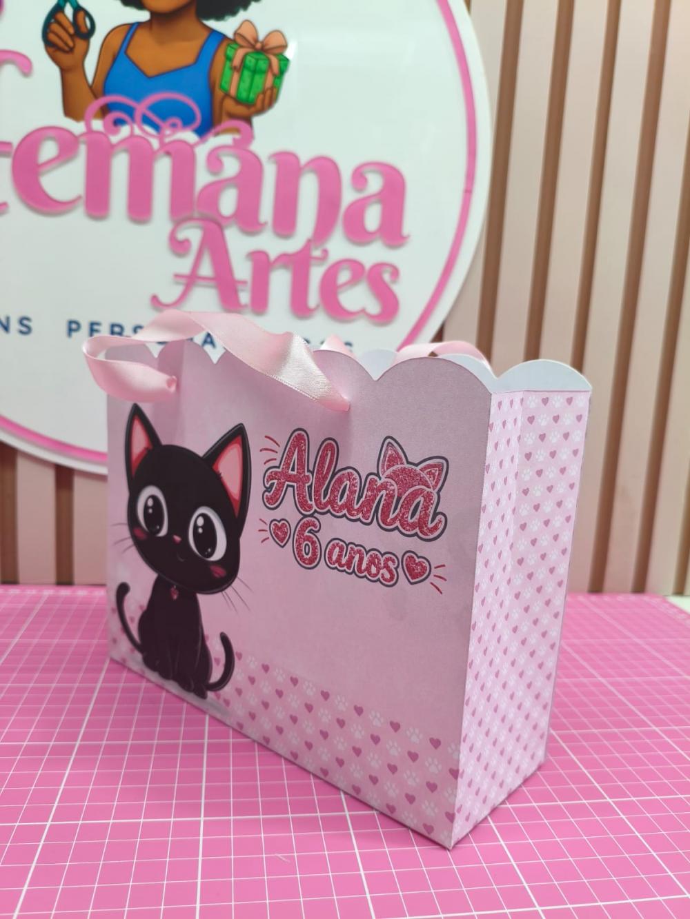 KIT 10 SACOLINHAS PERSONALIZADAS TEMA GATINHOS