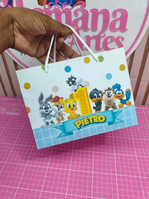 KIT 10 SACOLINHAS PERSONALIZADAS TEMA BABY LOONEY TONES  - Cópia